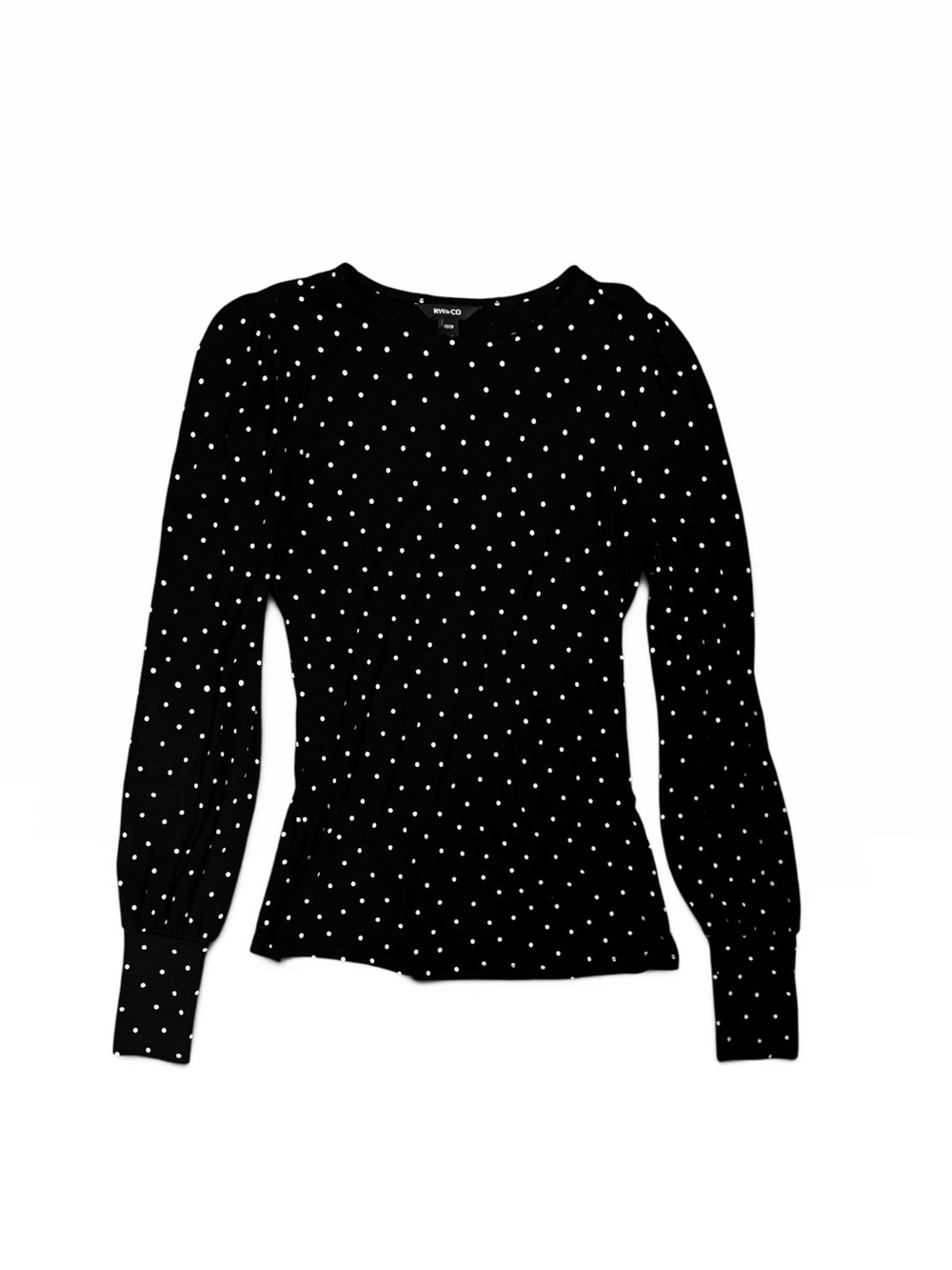 2/$25 RW&CO. Black & White Polka Dot Puff Sleeve Top - Picture 2 of 5